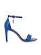 Seven Women's Sandals with Ankle Strap Blue with Chunky High Heel