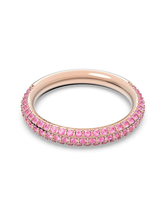 Swarovski Stone Mini Γυναικείο Δαχτυλίδι Ολόβερο Ροζ Επιχρυσωμένο 5642909