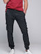 Herren-Cargohose Elastisch Relaxed Fit Schwarz