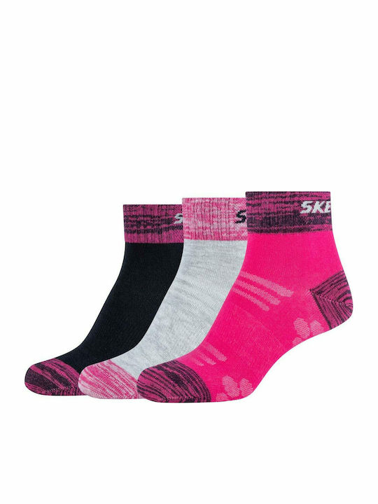 Skechers Αθλητικές Παιδικές Κάλτσες Μακριές Ventilation Mesh Φούξια 3 Ζευγάρια