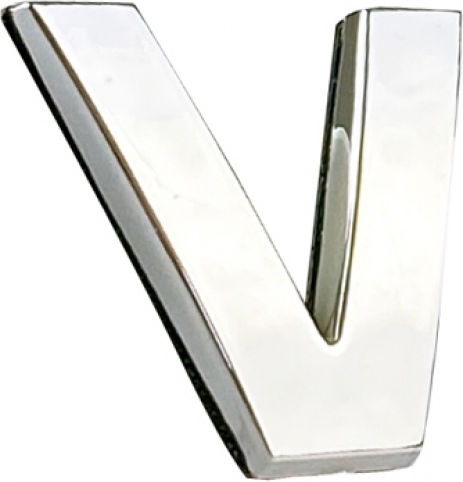 Auto Gs Auto-Buchstaben Aufkleber "V" 2.7 x 2.5cm in Silber Farbe 1Stück