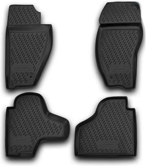 Novline Set of Front and Rear Mats 4pcs Tray Type for Jeep Cherokee 2007-2012 Black