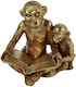 Atmosphera Decorative Monkey made of Ceramic with Book in Gold 20cm 1pcs