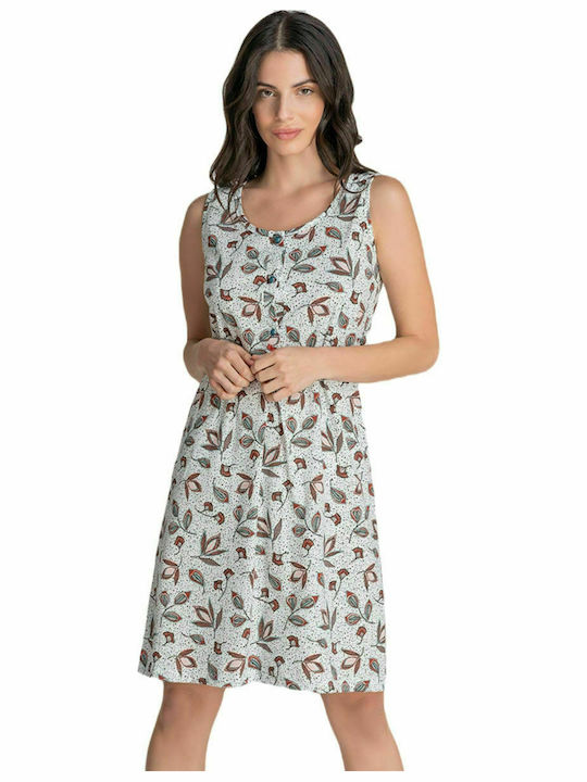 Odyssey Summer Cotton Women's Nightdress Petrol Summer Leaves