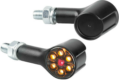 Lampa Φλας Μοτοσυκλέτας Πίσω 12V Μαύρο Στρογγυλό 50x25mm LED 2τμχ