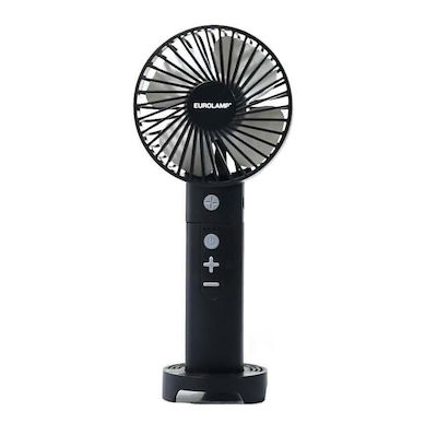 Eurolamp Φ10 Ventilator Mână USB Reîncărcabil 2200mAh cu Power Bank cu Iluminare Negru