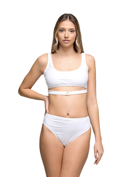 LikeMe Bikini Set Sports Bra & Slip Bottom White