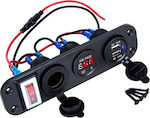 Car Console Voltmeter Digital Instrument with 2 USB ports & Lighter