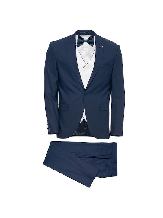 19V69 VERSACE Κοστούμι σετ με γιλέκο και παπιγιόν
 , Blue