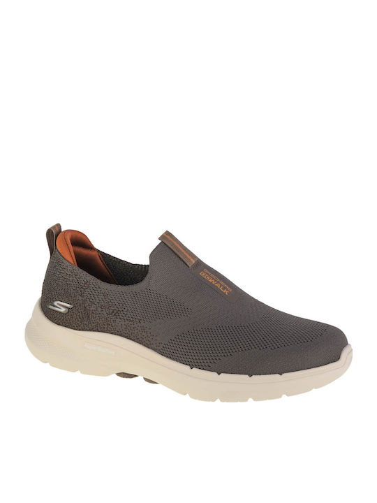 Skechers Go Walk 6 Men's Canvas Slip-Ons Brown