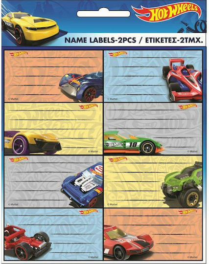 Gim Notebook Labels Hot Wheels 16pcs