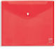 Folder Transparent with Button for Paper A5 Red