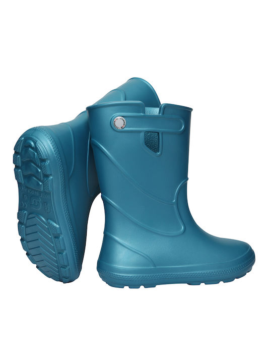 Camminare Junior Blue Metalic children's wellies with fleece thermal lining