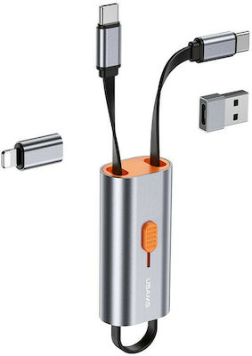 Usams Flat USB-C to Lightning / Type-C / USB-A Cable Γκρι 0.3m (SJ560USB01)
