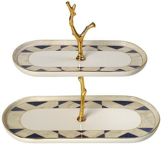 Espiel Lisbon Κεραμική Εταζέρα 2 Ορόφων Μπλε Π13.5xΜ27.2xΥ25cm