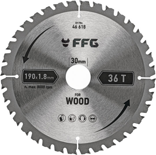 FFG Δίσκος Κοπής Ξύλου με 40 Δόντια 210mm