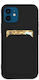 Forcell Card Back Cover Σιλικόνης με Υποδοχή για Κάρτες Μαύρο (iPhone 13 Pro)
