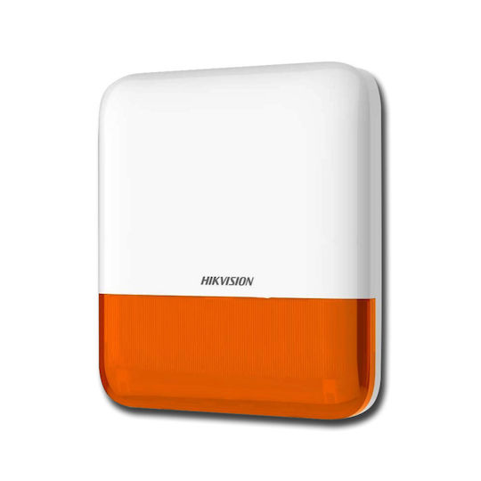 Hikvision DS-PS1-E-WE Wireless Alarm Siren Baterie Outdoor 110dB with Portocaliu Light