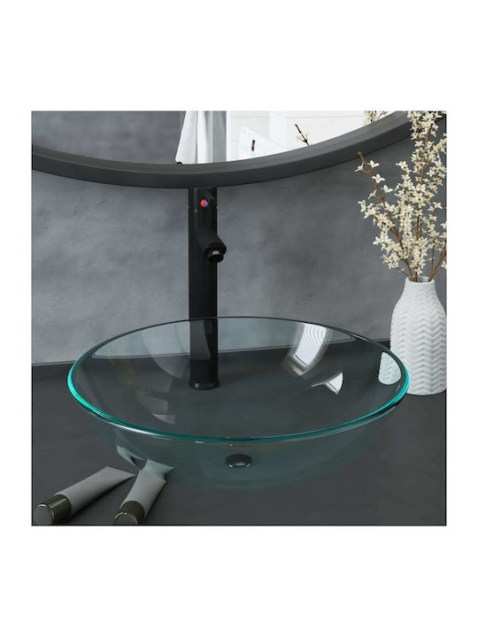 vidaXL Countertop Sink Glass 42x42x14cm Transpa...