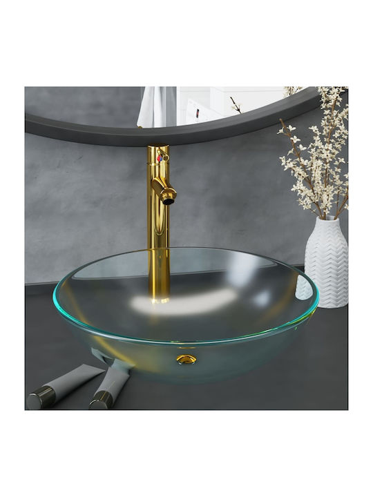 vidaXL Countertop Sink Glass 42x42x14cm Transpa...