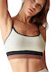 Blu4u Padded Sports Bra Bikini Top with Adjustable Straps White/Camel