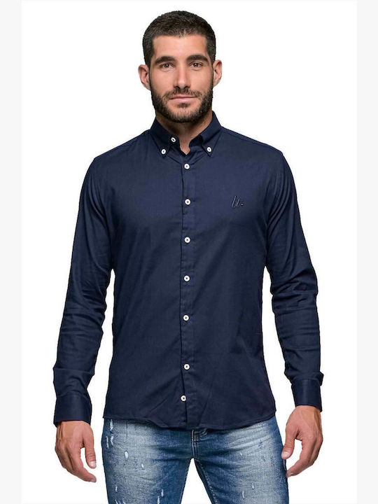 Ben Tailor Men's Shirt with Long Sleeves Slim Fit Navy Blue