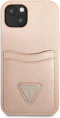 Guess Saffiano Double Card Umschlag Rückseite Synthetisches Leder Rosa (iPhone 13 Mini) GUHCP13SPSATPP