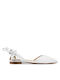 Δερμάτινες Γυναικείες Μπαλαρίνες Slingback με Λουράκι σε Λευκό Χρώμα