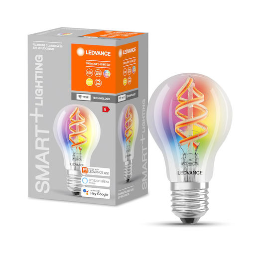 Ledvance Smart Bulb LED 4.5W for Socket E27 and Shape A60 RGBW 300lm Dimmable