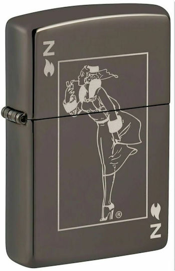 Zippo Windy Design Ветроустойчив Запалка с Пламък в Сив Цвят