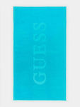 Guess Logo Strandtuch Baumwolle Hellblau 180x100cm.