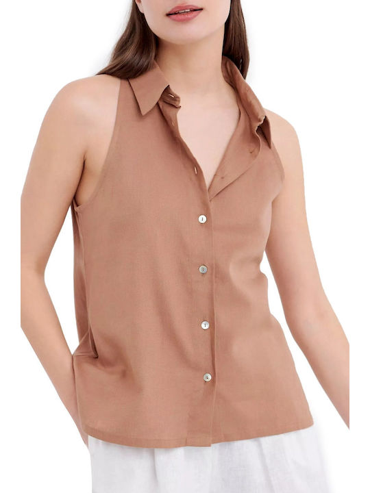 Funky Buddha Women's Linen Monochrome Sleeveles...