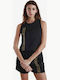 Filos Women's Summer Crop Top Satin Sleeveless with Zipper Black