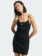 Sommer Mini Sportliches Damenkleid mit Spaghetti-Träger Schwarz