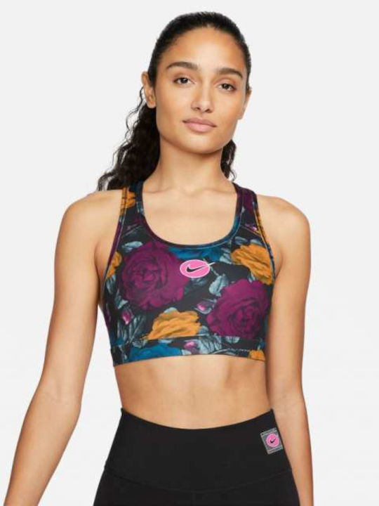 Dri-FIT Icon Clash Damen Sport-BH Floral Schwarz