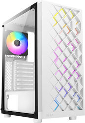 Azza Spectra Gaming Midi Tower Κουτί Υπολογιστή με Πλαϊνό Παράθυρο και RGB Φωτισμό Λευκό