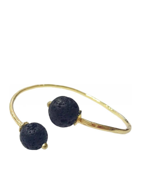 Bracelet Handcuffs Gold Plated with Lava Stones