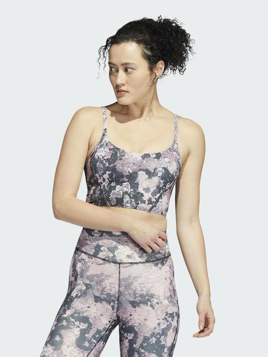 adidas Yoga Light-Support Long Line Graphic Women's Sports Bra with Removable Padding Magic Mauve/Carbon