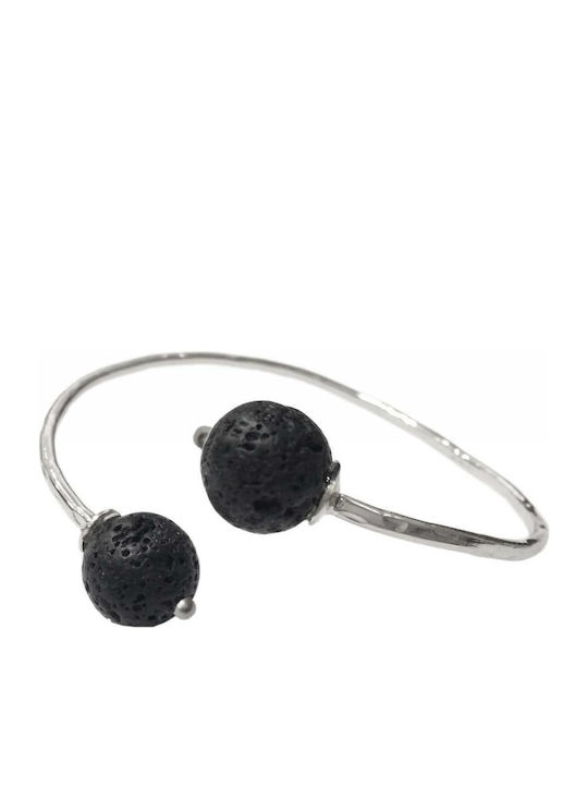 Bracelet Handcuffs made of Silver with Lava Stones