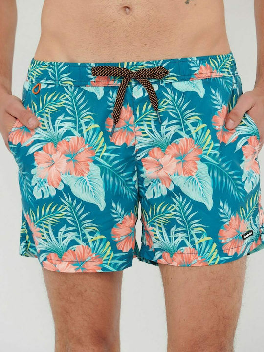 Men's Swimwear Shorts Teal Floral
