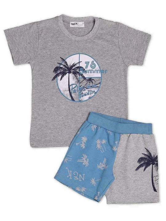 Nek Kids Wear Kids Set with Shorts Summer 2pcs Gray