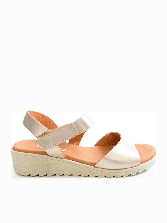 Ragazza Women's Leather Ankle Strap Platforms Sand