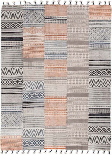 Royal Carpet Lotus 018 Handmade Rug Rectangular Cotton with Fringes Gray