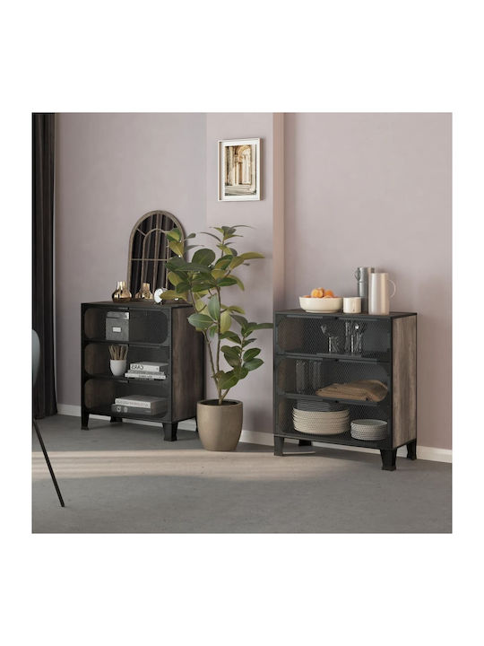 vidaXL Wohnzimmer Vitrine aus Holz & Metall Gra...