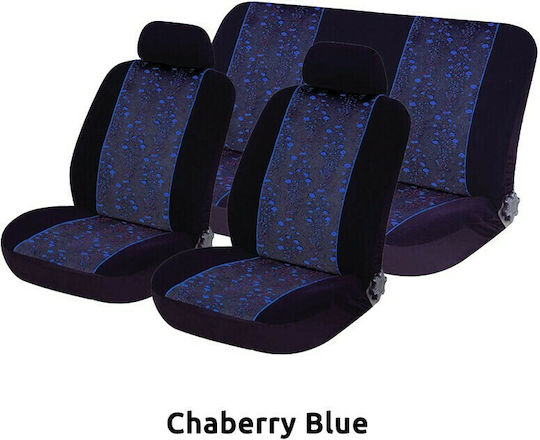 Autoline Car Cover Set 6pcs Velvet Jacquard Chaberry Blue Black / Blue