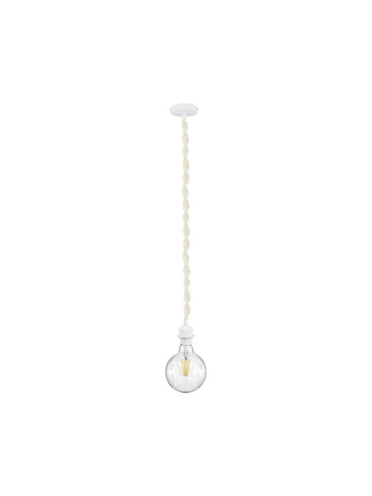 GloboStar Shaqra Pendant Light Suspension with Rope for Socket E27 White