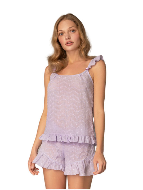 Milena by Paris Women's Summer Cotton Babydoll Lilac