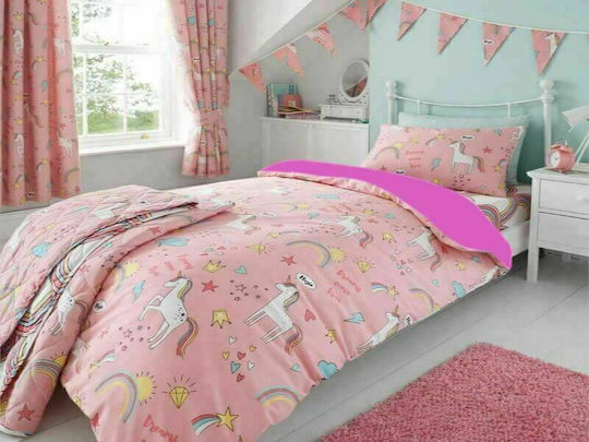 Pătură pentru copii Single Unicorni Pink 160x240buc