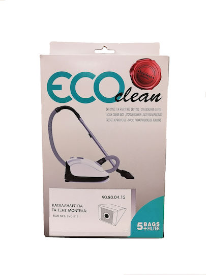 Eco Clean 90.80.04.15 Вакуумни чували за прахосмукачки 5бр Съвместим с прахосмукачка BlueSky