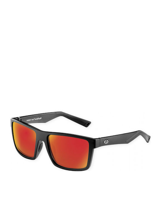 Flying Fisherman Swirl 7826 Men's Sunglasses with Plastic Frame Matte Black / Amber Red